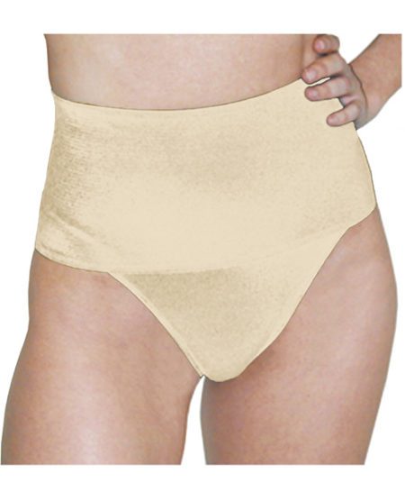 Rago Shapewear Soft Wide Band Thong Shaper Beige Lg