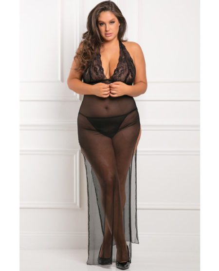 Rene Rofe All Out There 2 Pc Gown Set Black 3x/4x | XXXToyz-R-Us.com