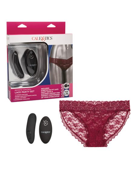 Remote Control Lace Panty Set Burgundy L/xl | XXXToyz-R-Us.com