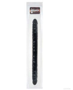 17" Slim Jim Duo Veined Super Slim Double Dong - Black