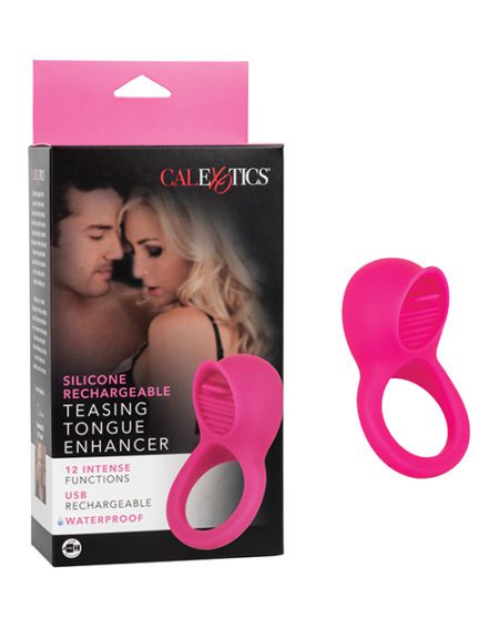 Silicone Rechargeable Teasing Tongue Enhancer - Pink | XXXToyz-R-Us.com