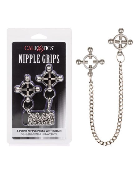 Nipple Grips 4 Point Nipple Press W/chain - Silver | XXXToyz-R-Us.com