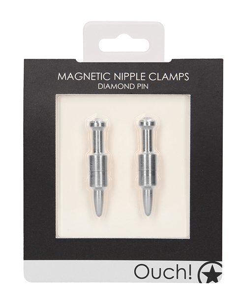 Shots Ouch Pin Magnetic Nipple Clamps - Silver | XXXToyz-R-Us.com