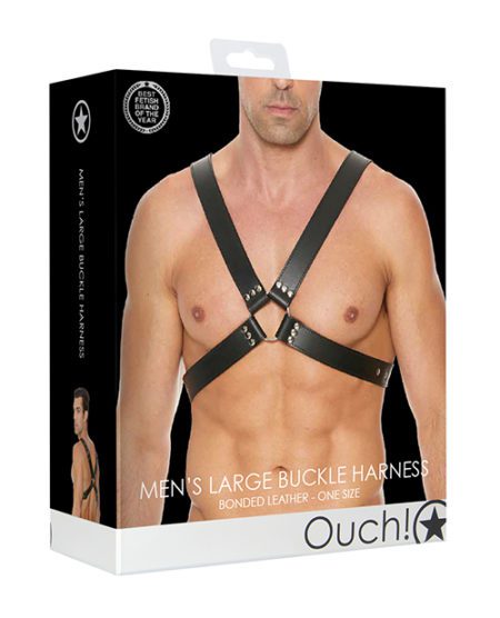 Shots Ouch Men's Large Buckle Harness - Black | XXXToyz-R-Us.com