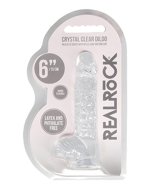 Shots Realrock Realistic Crystal Clear 6" Dildo W/balls -  Transparent Clear