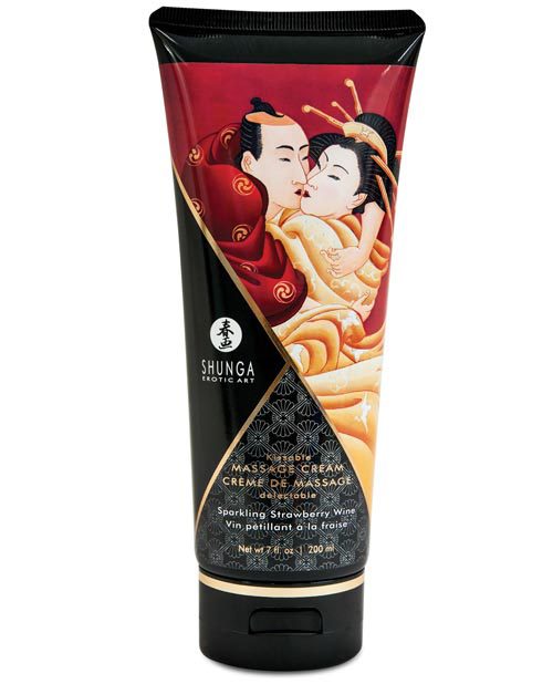 Shunga Kissable Massage Cream - 7 Oz Sparkling Strawberry Wine | XXXToyz-R-Us.com