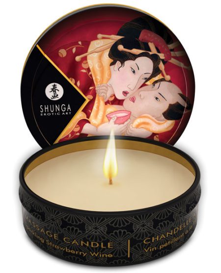 Shunga Romance Mini Candlelight Massage Candle - 1 Oz Sparkling Strawberry Wine | XXXToyz-R-Us.com