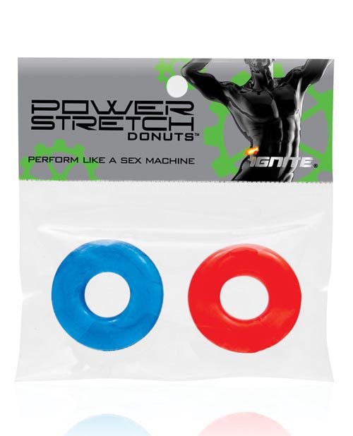 Ignite Power Stretch Donuts Cockrings - Pack Of 2 Red/blue | XXXToyz-R-Us.com