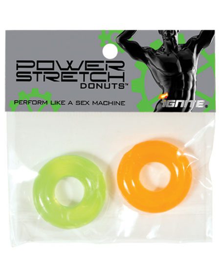 Ignite Power Stretch Donut Cock Ring - Orange/green Pack Of 2 | XXXToyz-R-Us.com