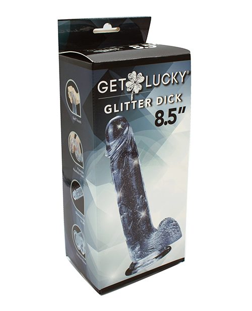 Get Lucky 8.5" Real Skin Glitter Dick - Clear | XXXToyz-R-Us.com