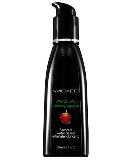 Wicked Sensual Care Aqua Water Based Lubricant - 4 Oz Candy Apple