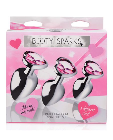 Booty Sparks Pink Heart Gem Anal Plug Set | XXXToyz-R-Us.com