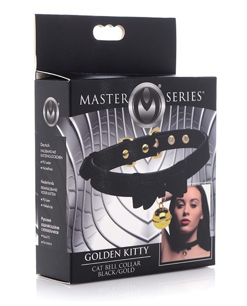 Master Series Golden Kitty Cat Bell Collar - Black/gold | XXXToyz-R-Us.com