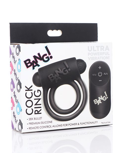 Bang! Vibrating Cock Ring & Bullet W/remote Control - Black | XXXToyz-R-Us.com