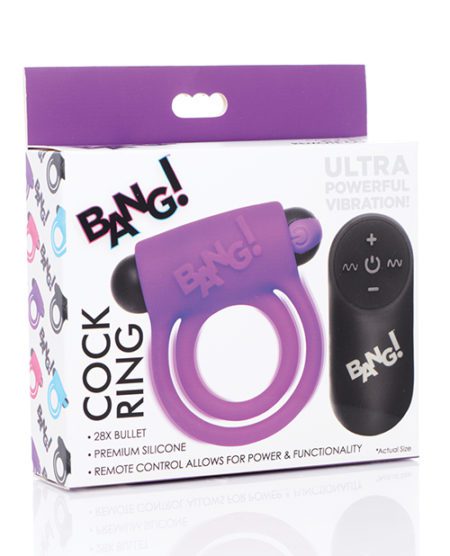 Bang! Vibrating Cock Ring & Bullet W/remote Control - Purple