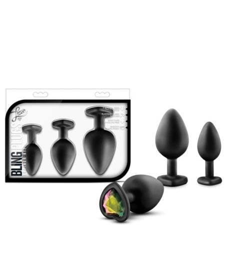 Blush Luxe Bling Plugs Training Kit - Black W/rainbow Gems | XXXToyz-R-Us.com