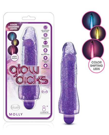 Blush Glow Dicks Glitter Vibrator Molly - Purple