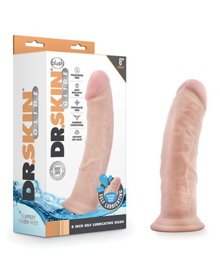 Blush Dr. Skin Glide 8" Self Lubricating Dildo - Vanilla