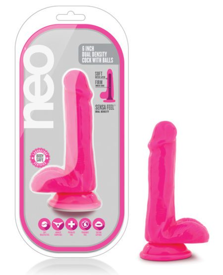 Blush Neo 6" Dual Density Cock W/balls - Neon Pink | XXXToyz-R-Us.com