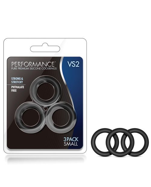 Blush Performance Vs2 Pure Premium Silicone Cockrings Small - Black | XXXToyz-R-Us.com