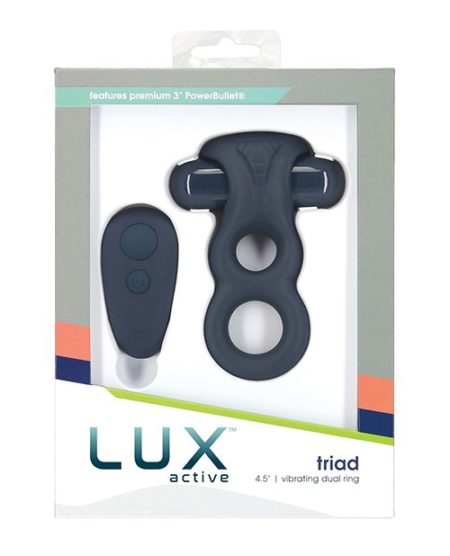 Lux Active Triad 4.5" Vibrating Dual Ring W/remote - Dark Blue | XXXToyz-R-Us.com